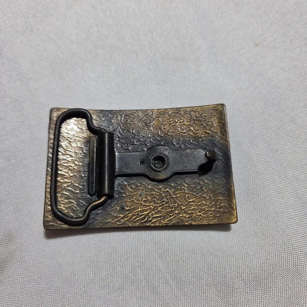 Vintage Lee Jeans Belt Buckle Brass‎ Tone Raised Logo Rectangle Western Workwear